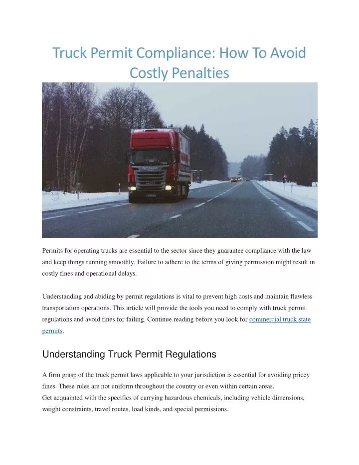 truck permit compliance how to avoid costly