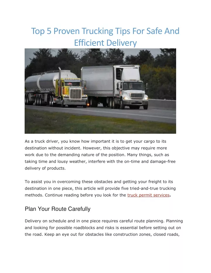 top 5 proven trucking tips for safe and efficient