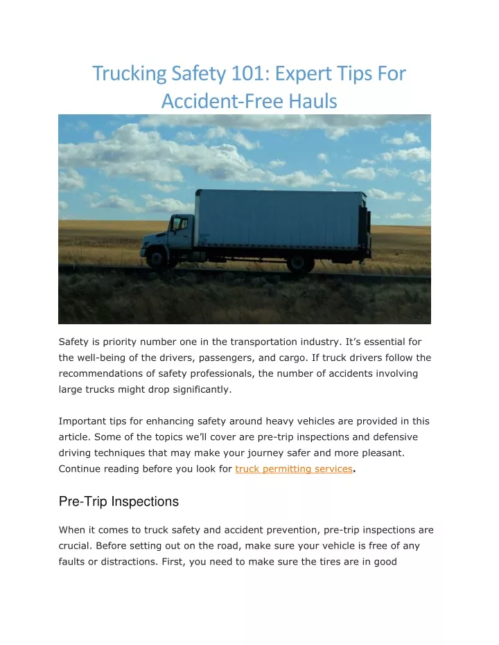 trucking safety 101 expert tips for accident free