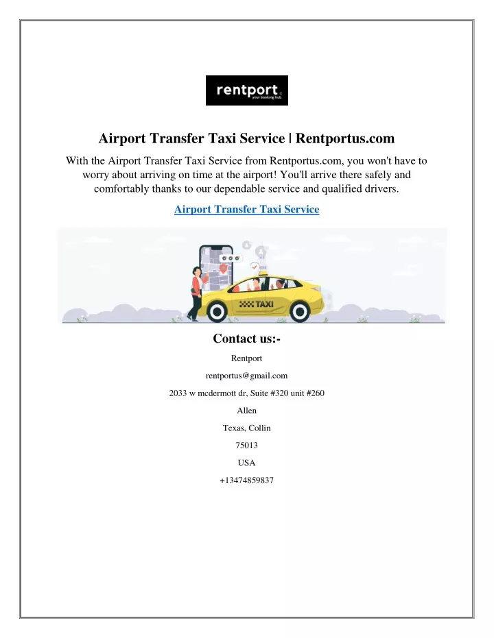 airport transfer taxi service rentportus com