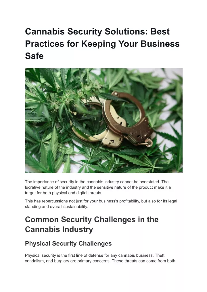 cannabis security solutions best practices