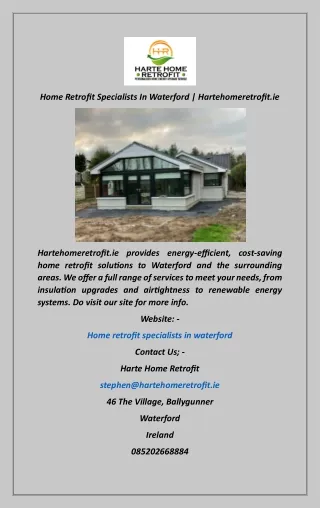 Home Retrofit Specialists In Waterford  Hartehomeretrofit.ie