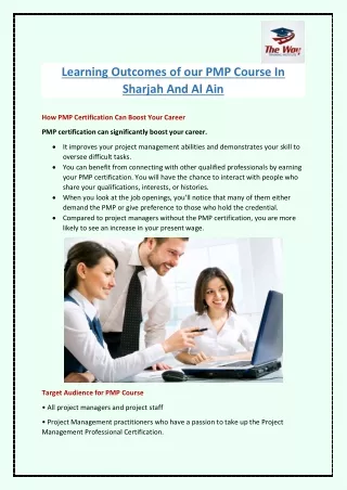 learning outcomes of our pmp course in sharjah