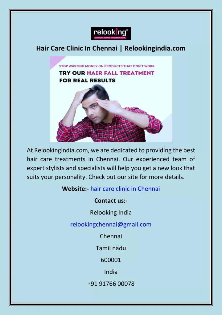 hair care clinic in chennai relookingindia com
