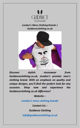 London's Mens Clothing Brands  Guidanceclothing.co.uk