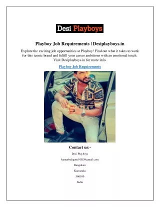 Playboy Job Requirements  Desiplayboys.in