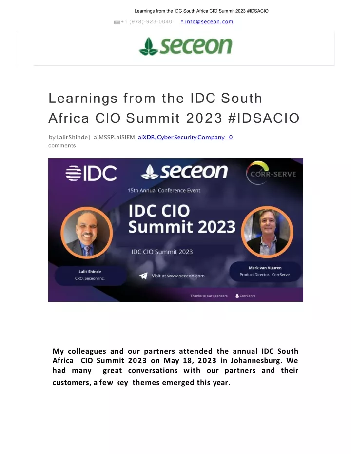 learnings from the idc south africa cio summit