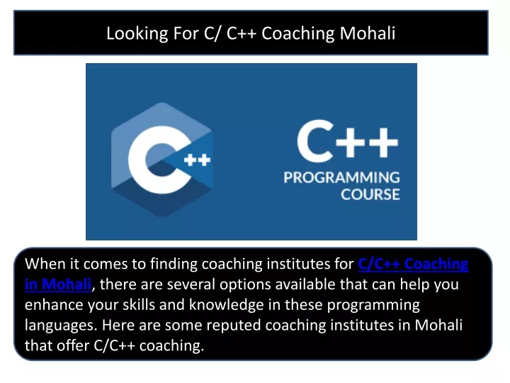 looking for c c coaching mohali