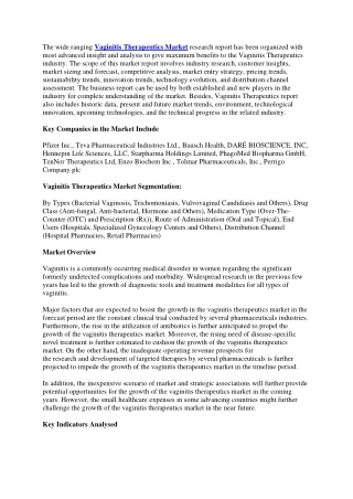 the wide ranging vaginitis therapeutics market