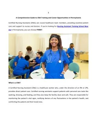 A Comprehensive Guide to CNA Training and Career Opportunities in Pennsylvania