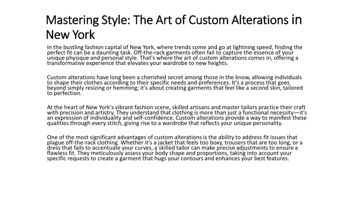 mastering style the art of custom alterations in new york