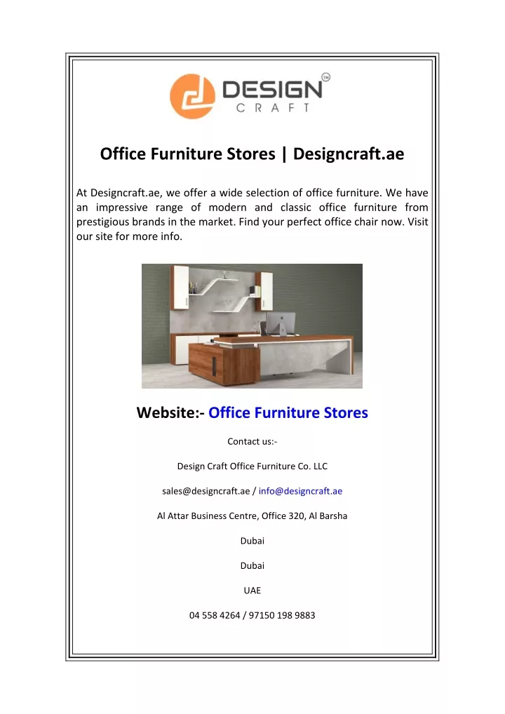 office furniture stores designcraft ae