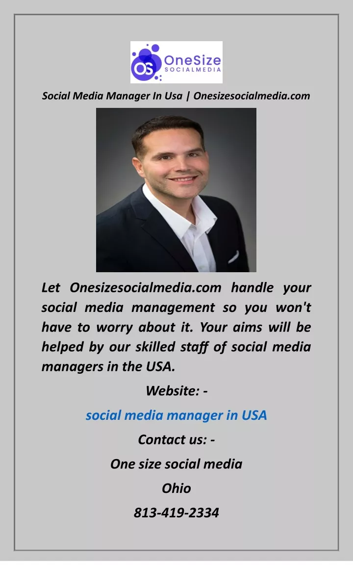 social media manager in usa onesizesocialmedia com