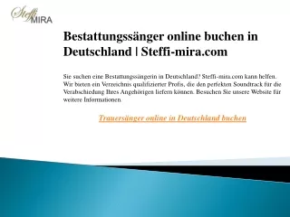 Bestattungssänger online buchen in Deutschland  Steffi-mira.com
