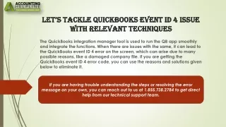 let s tackle quickbooks event id 4 issue with relevant techniques