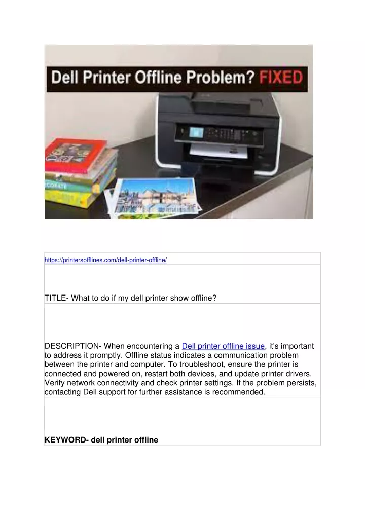 https printersofflines com dell printer offline