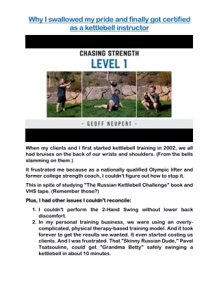 Why I swallowed my pride and finally got certified as a kettlebell instructor?