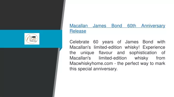 macallan james bond 60th anniversary release