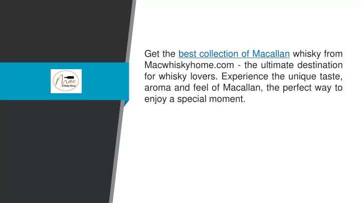 get the best collection of macallan whisky from