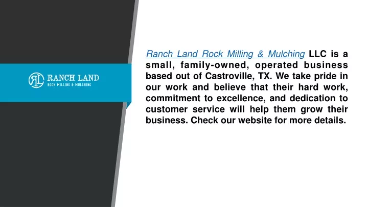 ranch land rock milling mulching llc is a small