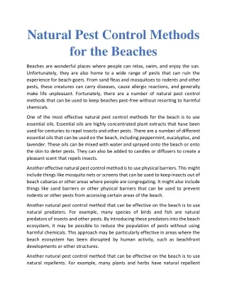 Natural Pest Control Methods for the Beaches