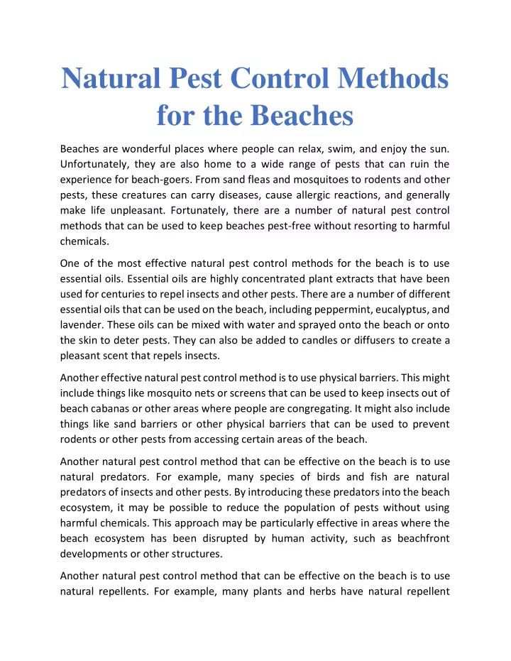 natural pest control methods for the beaches