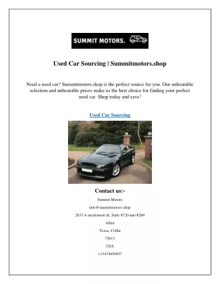 Used Car Sourcing  Summitmotors.shop