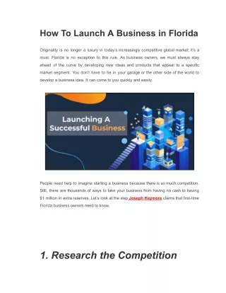 Florida Business LaunchpadEssential Steps to Kickstart Your Company
