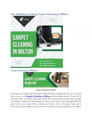 The Definition of Deep Carpet Cleaning in Milton