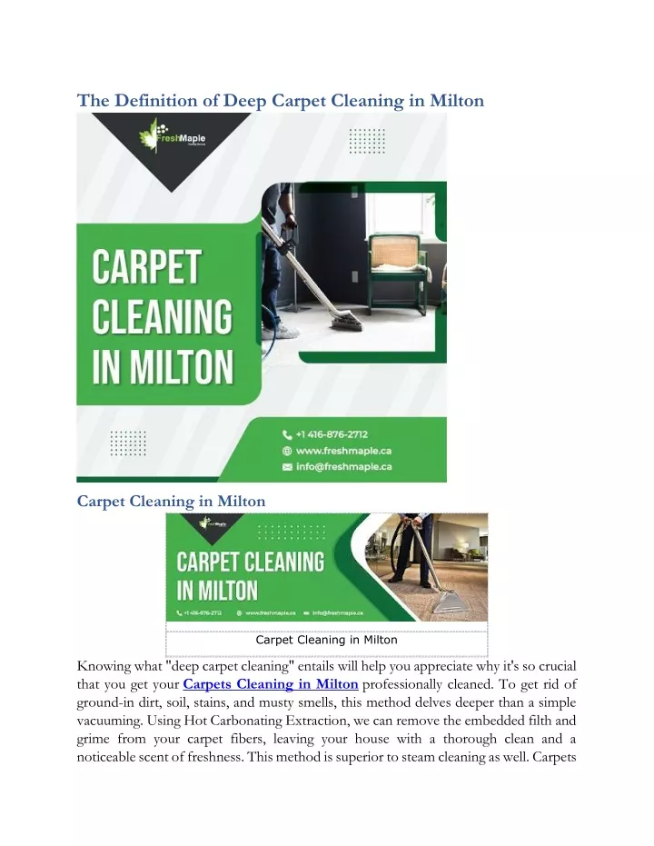 the definition of deep carpet cleaning in milton