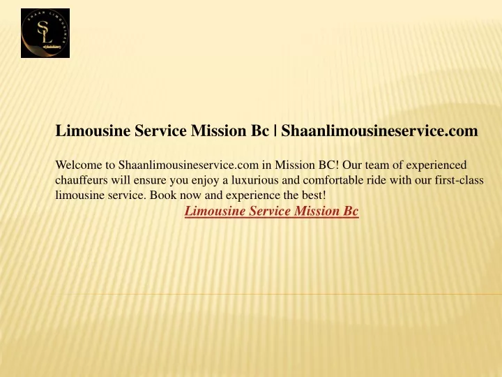 limousine service mission