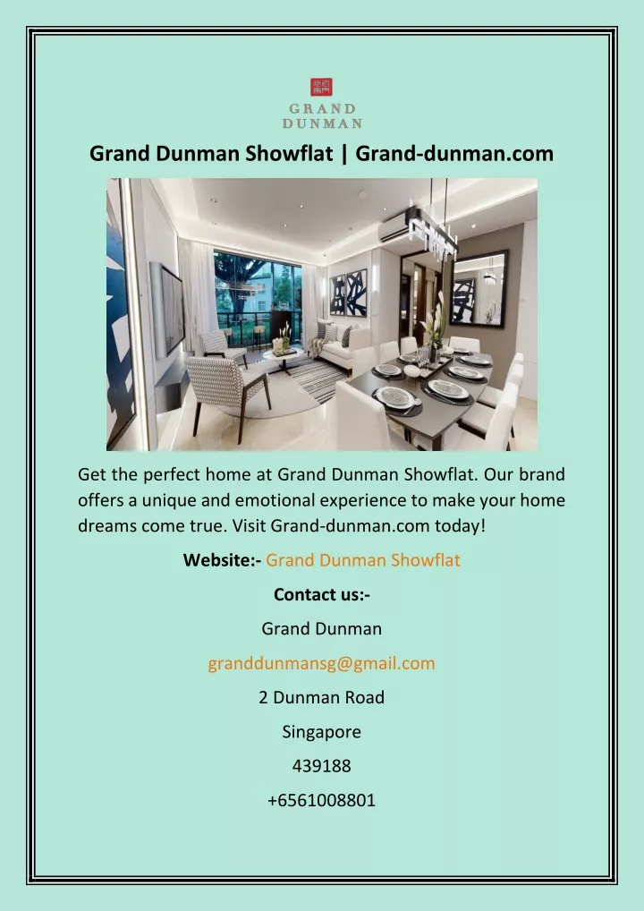 grand dunman showflat grand dunman com