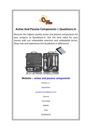 Active And Passive Components  Quadstore.in