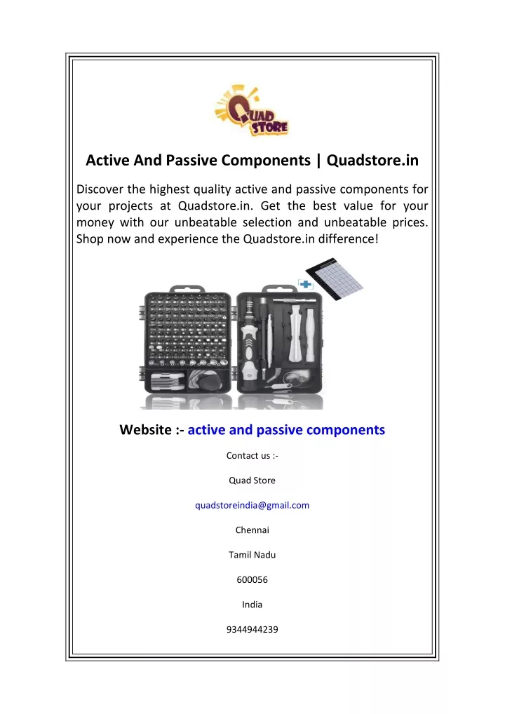 active and passive components quadstore in
