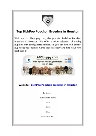 top bichpoo poochon breeders in houston