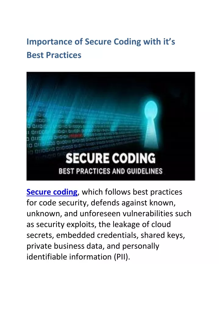 i mportance of secure coding with it s best