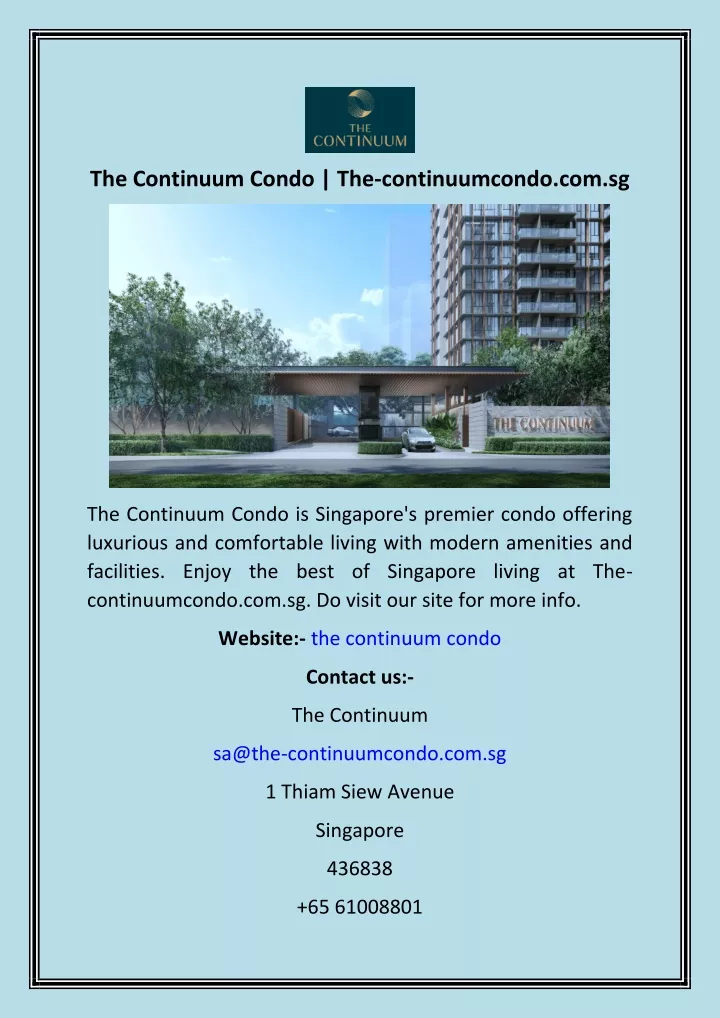 the continuum condo the continuumcondo com sg