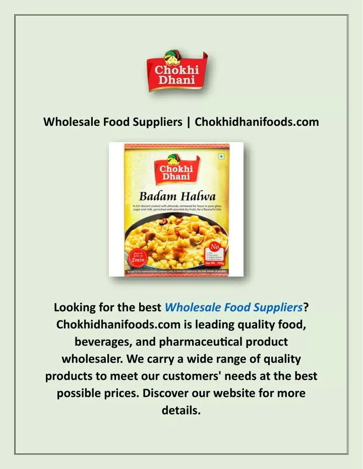 wholesale food suppliers chokhidhanifoods com