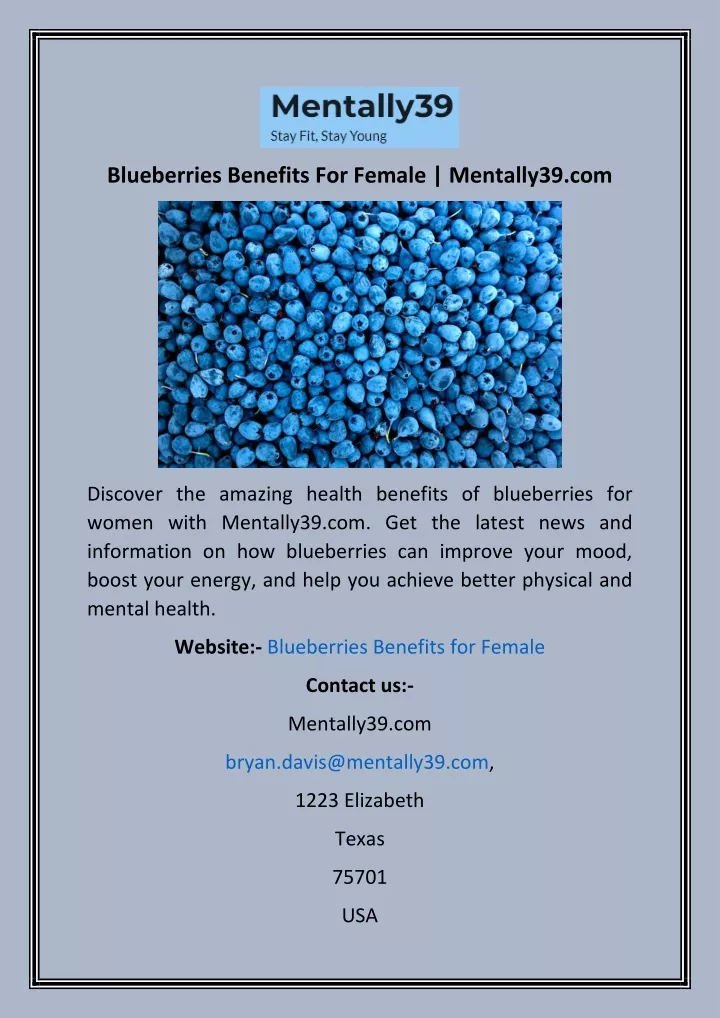 blueberries benefits for female mentally39 com