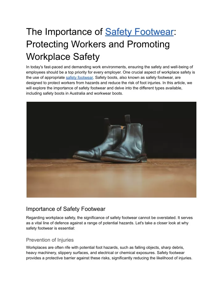 the importance of safety footwear protecting