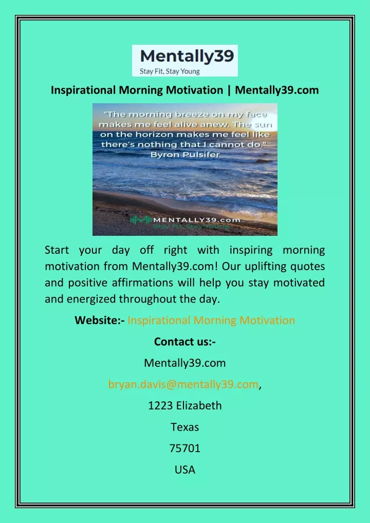 inspirational morning motivation mentally39 com