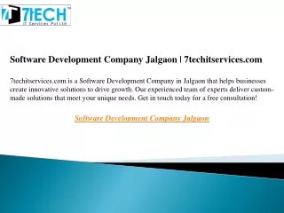 Software Development Company Jalgaon  7techitservices.com