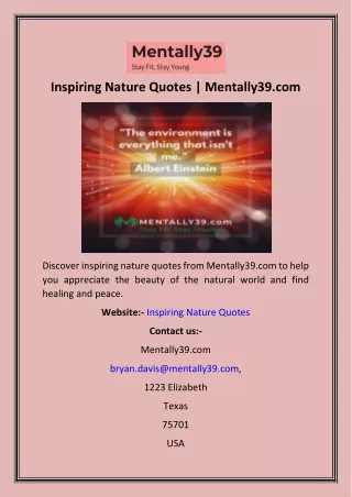 Inspiring Nature Quotes  Mentally39