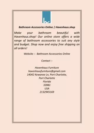 Bathroom Accessories Online Havenhaus.shop