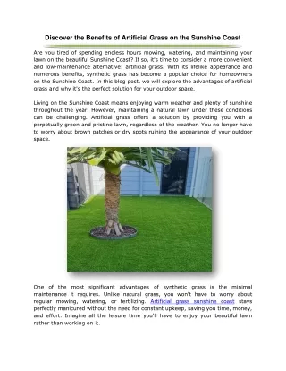 Discover the Benefits of Artificial Grass on the Sunshine Coast