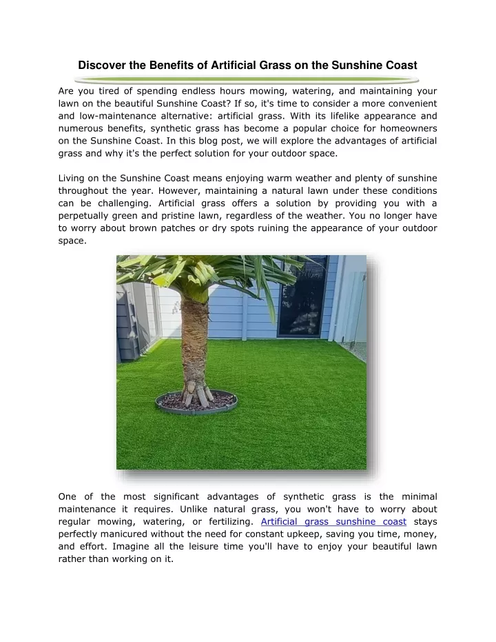discover the benefits of artificial grass