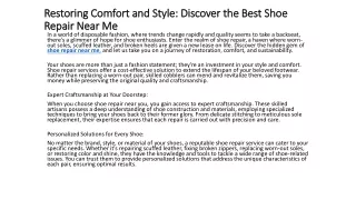 Restoring Comfort and Style: Discover the Best Shoe Repair Near Me