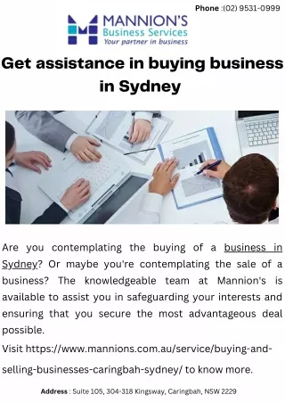 Get assistance in buying business in Sydney