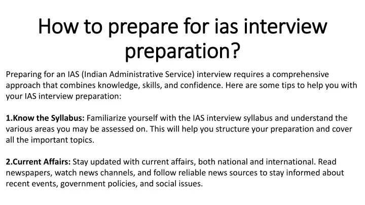 how to prepare for ias interview preparation