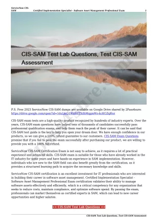 CIS-SAM Test Lab Questions, Test CIS-SAM Assessment